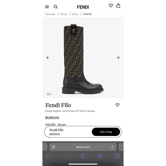 Fendi Filo FF Logo Zucca Monogram Jacquard Rockoko Chenille Knee High Boot - Picture 3 of 16